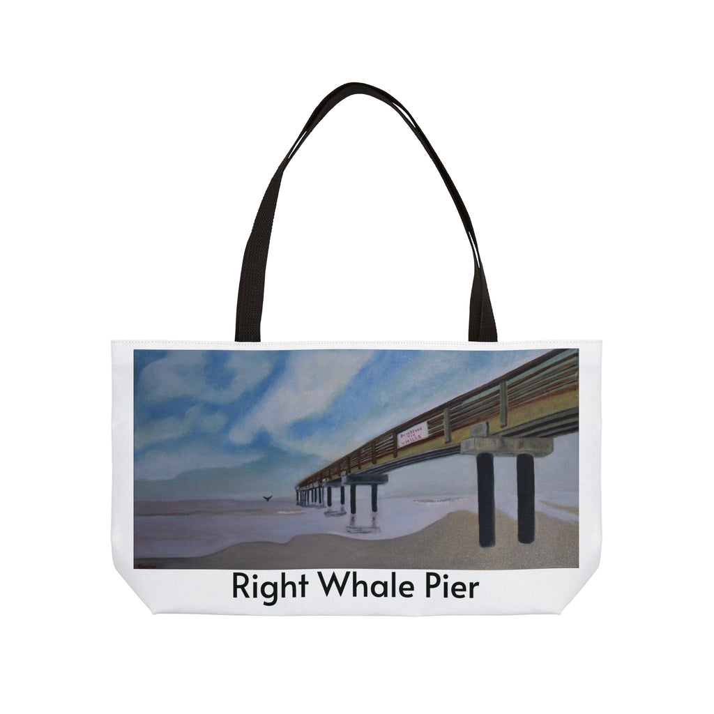'Great Egret' / 'Right Whale Pier' Coastal Canvas Bag - Original art by Craig Shocklee