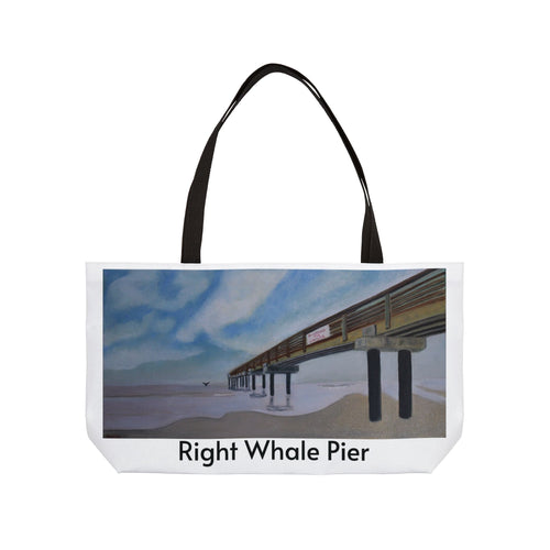 'Great Egret' / 'Right Whale Pier' Coastal Canvas Bag - Original art by Craig Shocklee