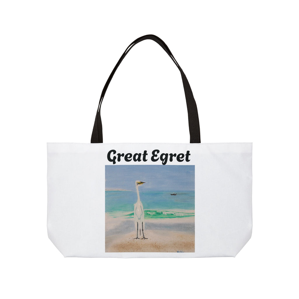 'Great Egret' / 'Right Whale Pier' Coastal Canvas Bag - Original art by Craig Shocklee