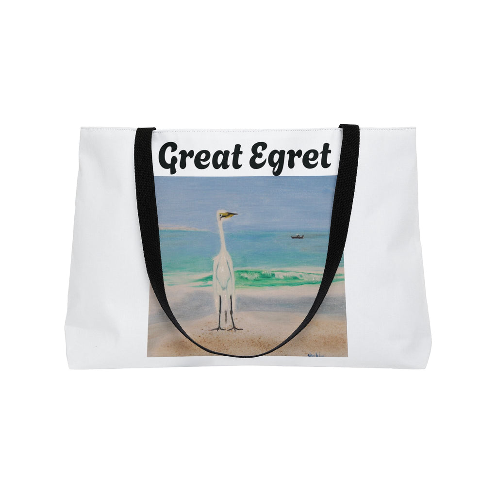 'Great Egret' / 'Right Whale Pier' Coastal Canvas Bag - Original art by Craig Shocklee