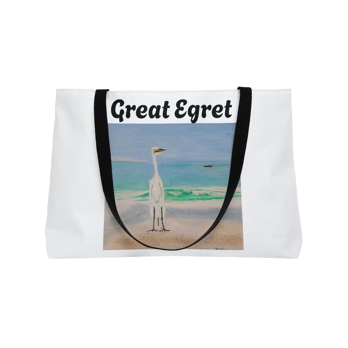 'Great Egret' / 'Right Whale Pier' Coastal Canvas Bag - Original art by Craig Shocklee