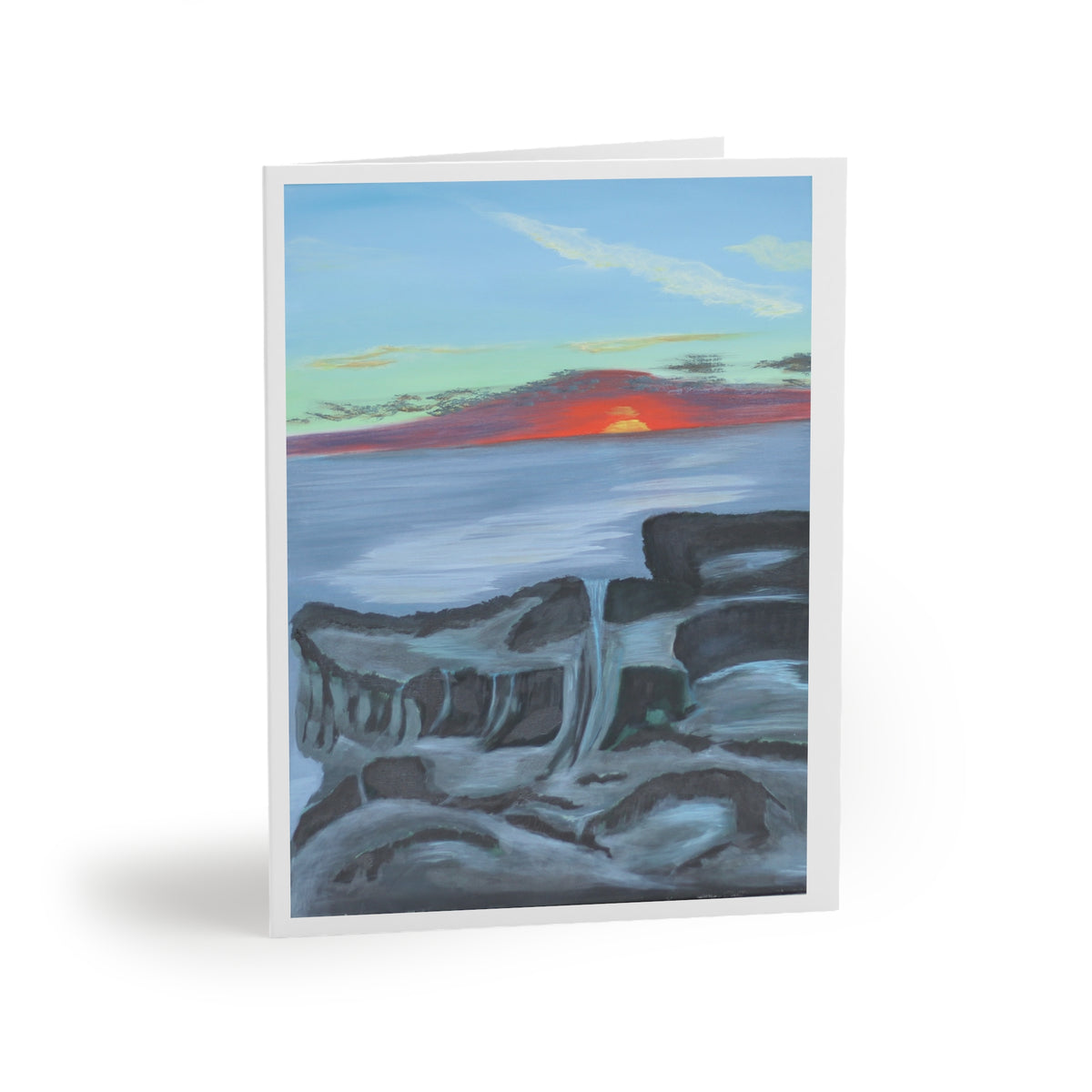Dawn on the Rocks at the Beach — Greeting Card | Original Painting by Craig Shocklee