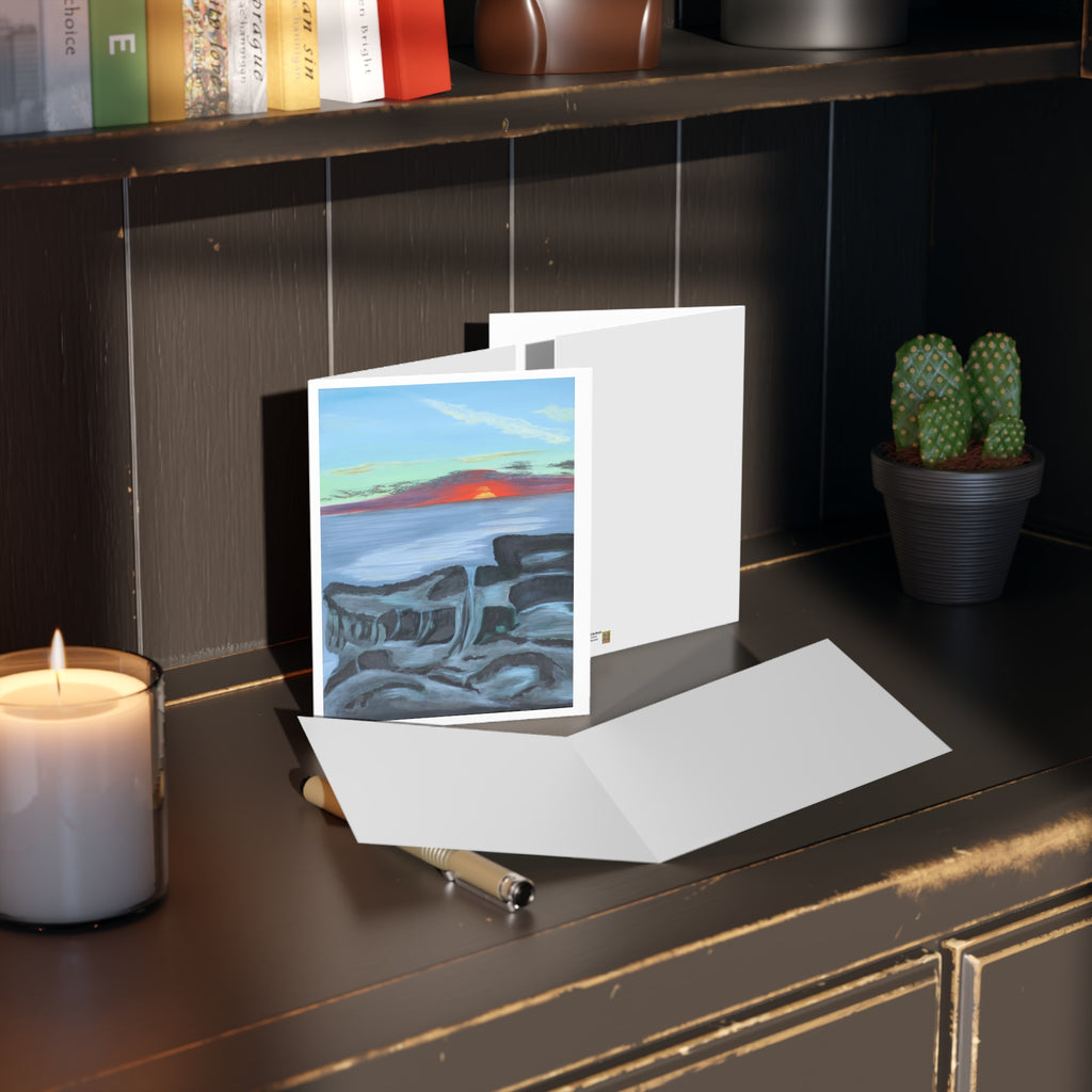 Dawn on the Rocks at the Beach — Greeting Card | Original Painting by Craig Shocklee